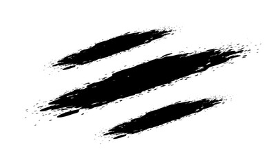 Black ink brush stroke set. Bold grunge paint streaks with expressive rough edges, dynamic artistic lines on white background.