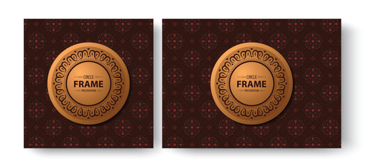 Decorative Artistic Brown Floral Pattern with Blank Circle Frame Presentation