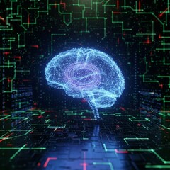 Digital technology concept: Virtual fractal realms energy and composition with a complex math texture and grid pattern as a cyberspace backdrop