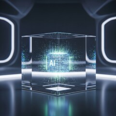 Abstract digital technology background with futuristic network design and blue light data concept