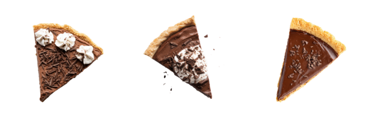 Delicious chocolate pie slices on a transparent background for dessert inspirations