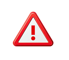 A 3D rendering of a red warning triangle with an exclamation mark, on a black background