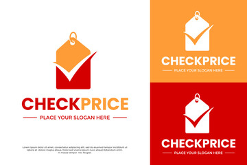 Check Price logo. A price tag combined with a verification check mark (tick). Symbolizes a verified price, best deal, or a discount shopping list app.