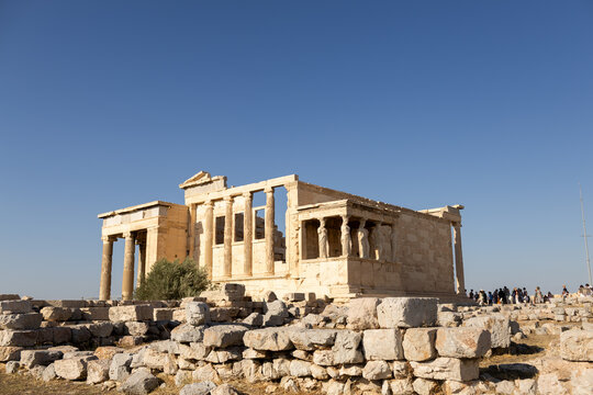 Landscape of Caryatids monument in Acropolis, Athens