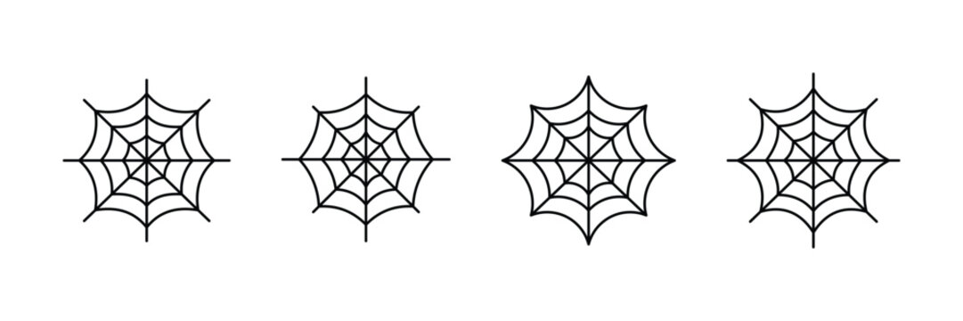 simple spider web line icons