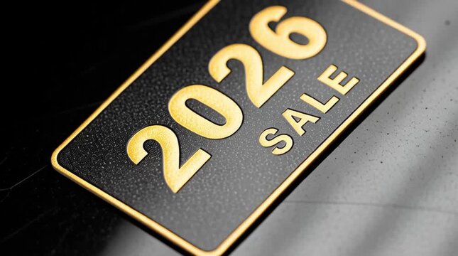 The golden text "2026 sale" on the black bank card layout. Online store. Commercial proposal. Discount card.