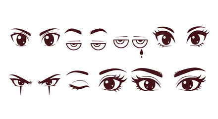 Cartoon eyes vector set collection of different eye expressions