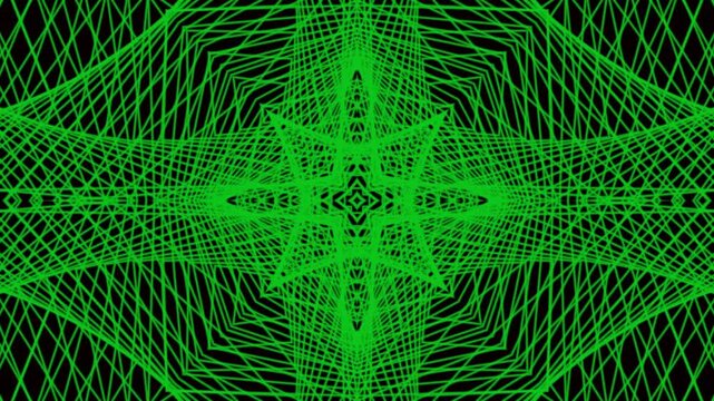 Green energy mesh star animation with rotating geometric pattern
