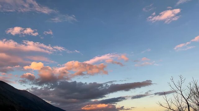 Mountains and clouds under the sunset
