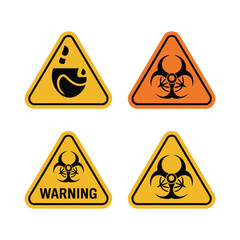 Obraz premium Set of four triangular warning signs with biohazard and chemical symbols