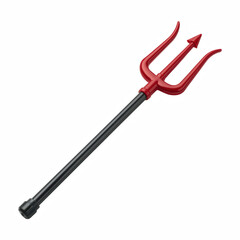Naklejka premium Red plastic devil trident with black handle isolated on transparent background.
