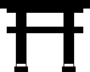 シンプルな鳥居の黒いシルエットのイラスト