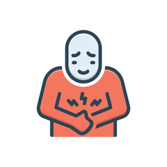 Color illustration icon for stomach pain