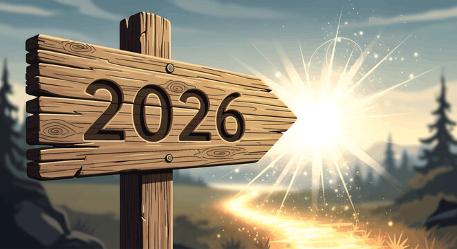 2026 Future Path Signpost Vector
