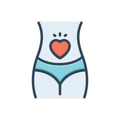 Color illustration icon for abdominal tenderness