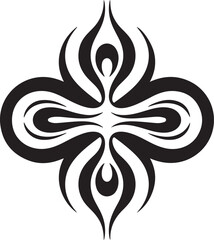 Abstract Black and White Tribal Design with Symmetrical Flourishes