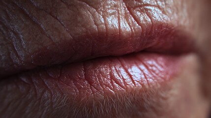 Fototapeta premium Lips from adolescence to old age, the volume and moisture of the lips are reduced.