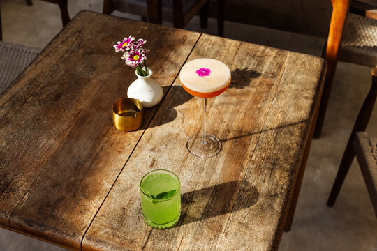 Refreshing Cocktails Served on table