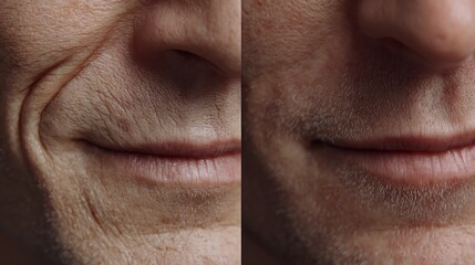 Obraz premium The area around the mouth and smile naturally deepens with age.