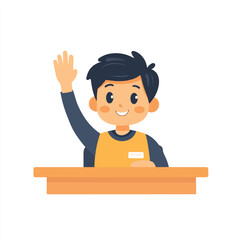 Enthusiastic Student Raising Hand in Class for Question