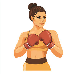  Female boxer in fighting stance focused and determined ready to compete.
