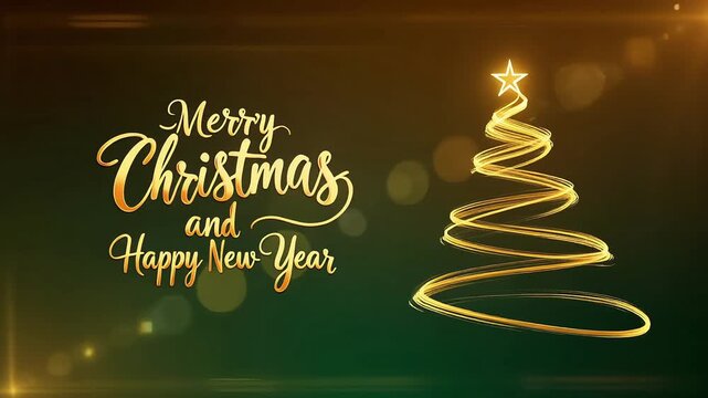 Festive Animated Calligraphic Christmas Tree and Text FHD Footage