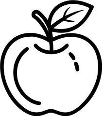 A Simple Outline of a Fresh Apple with a Stem and Leaf