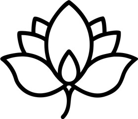 Elegant Outline of a Blooming Lotus Flower with Intricate Petal Layers