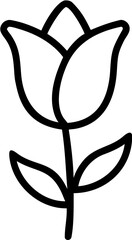 Elegant Stylized Tulip Flower Stem with Leaves Outline