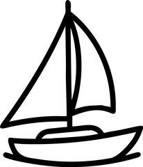 Simple Hand Drawn Sailboat Silhouette Nautical Vessel Outline