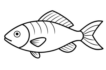 Simple outline drawing of a fish with fins and tail