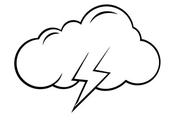 A dramatic lightning strike emerges from a stylized cartoon cloud