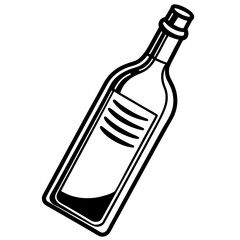 A Tall Glass Bottle Filled With Dark Liquid