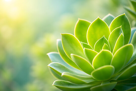 Vibrant Green Succulent Plant Close-up leaves rosette
