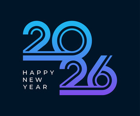 2026 Happy New Year design vector illustration. Unique 2026 logo design template.