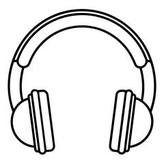 Outline drawing of large over-ear headphones for music listening