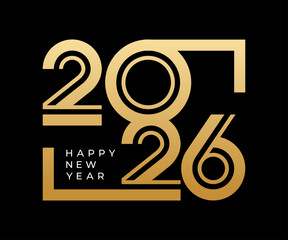 2026 Happy New Year design vector illustration. Unique 2026 logo design template.