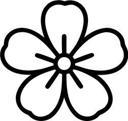 Simple Outline of a Five Petal Flower with a Central Circle and Lines