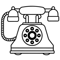 Retro Rotary Dial Telephone Icon for Communication