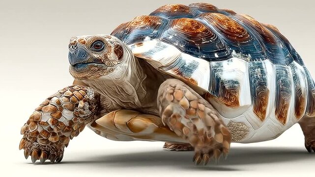 Close Up of a Tortoise with Detailed Shell and Scales.