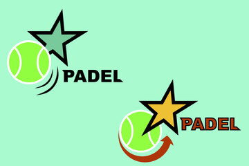 This is a picture of a tennis ball and a star, suitable for use in sports logo designs for padel, tennis, stickers, sports buildings, sports equipment, sports supplies, sports shops, shin guards, sock