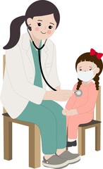 병원에서 진료받는 어린이