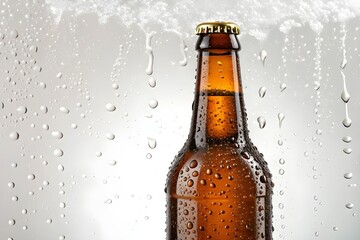 Cold Beer Bottle on White Background  