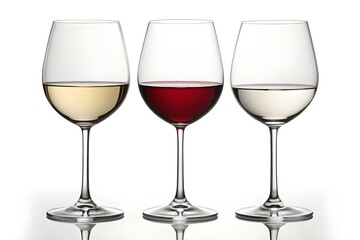 Elegant Wine Glasses on White Background  
