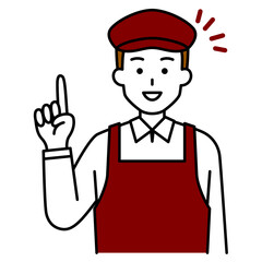 アイデアをひらめくカフェの男性店員