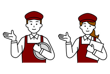 案内するカフェの店員　セット