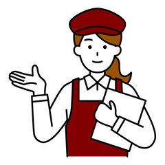 案内するカフェの女性店員