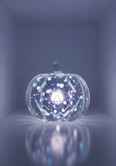 Sparkling crystal pumpkin illuminated with soft lights