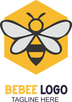 A stylized bee logo design, featuring a bee within a honeycomb shape, perfect for branding and various business applications.