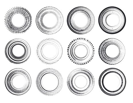 Geometric abstract design featuring twelve concentric circular shapes